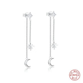ALESSANDRA STERLING SILVER MOON AND STARS CHAIN LINK EARRINGS